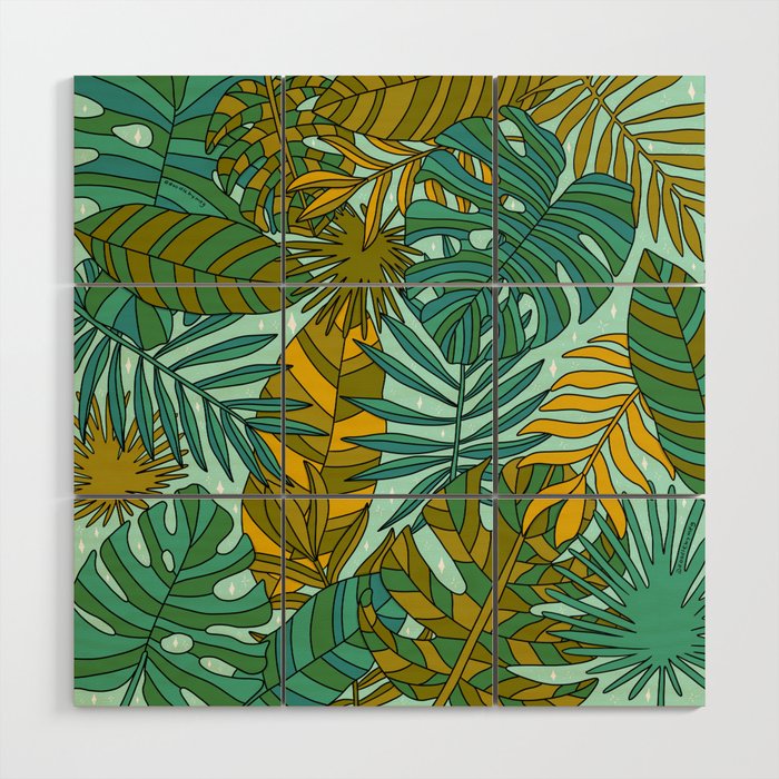 Tropical Leaves Print Wood Wall Art Gallery Image 1