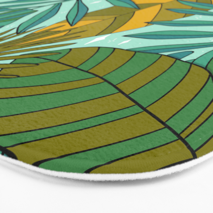 Tropical Leaves Print Bath Mat Gallery Image 3
