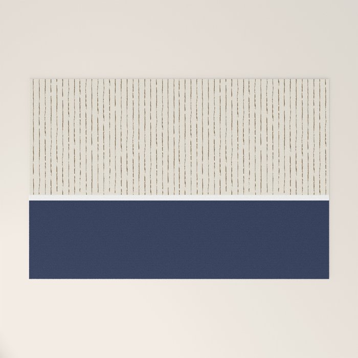 Beige Navy Welcome Mat Gallery Image 1