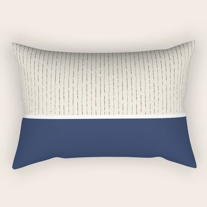 Beige Navy Rectangular Pillow Gallery Image 1