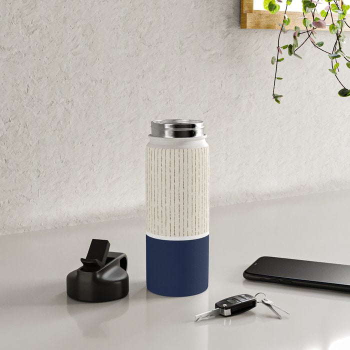 Beige Navy Water Bottle Gallery Image 4