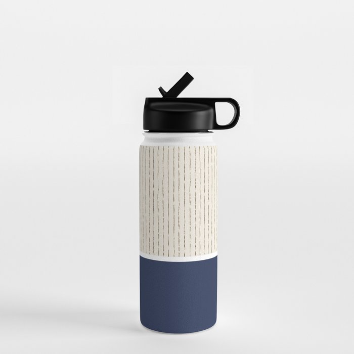 Beige Navy Water Bottle Gallery Image 1