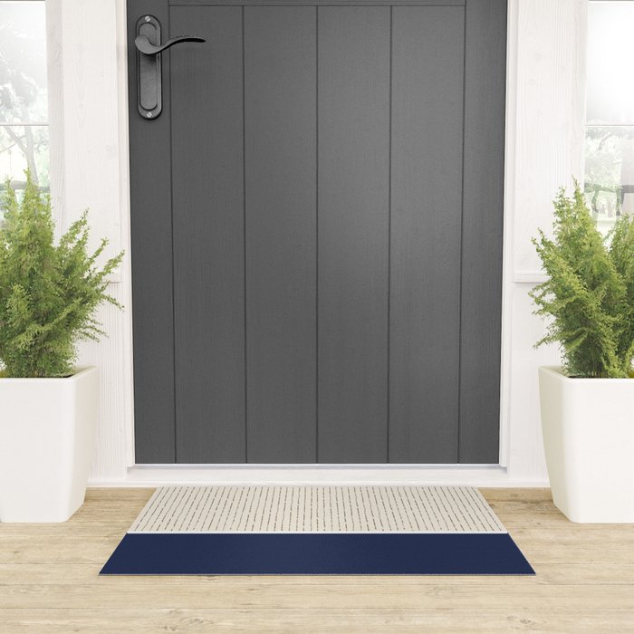 Beige Navy Welcome Mat Gallery Image 3