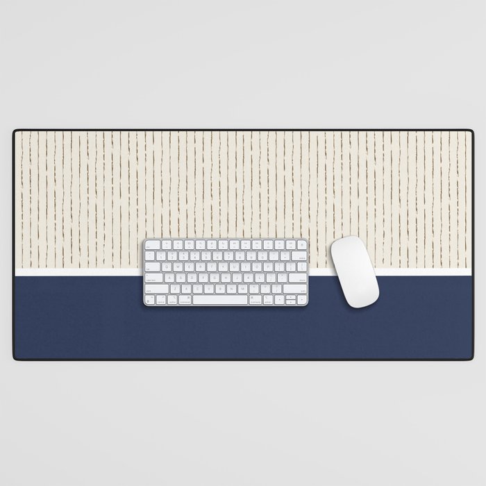Beige Navy Desk Mat Gallery Image 1