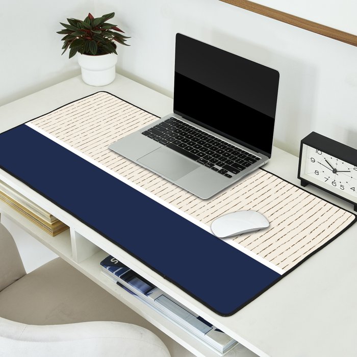 Beige Navy Desk Mat Gallery Image 2