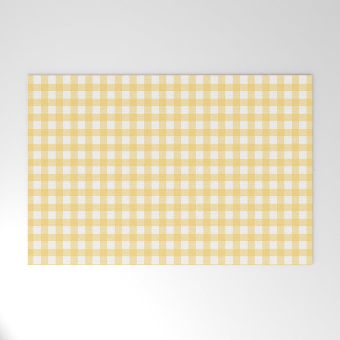 Sunshine Yellow Gingham Welcome Mat Gallery Image 1