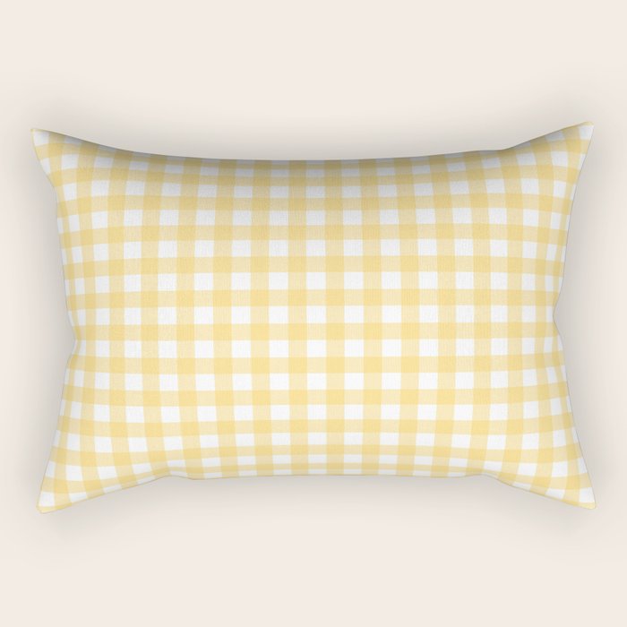Sunshine Yellow Gingham Rectangular Pillow Gallery Image 2