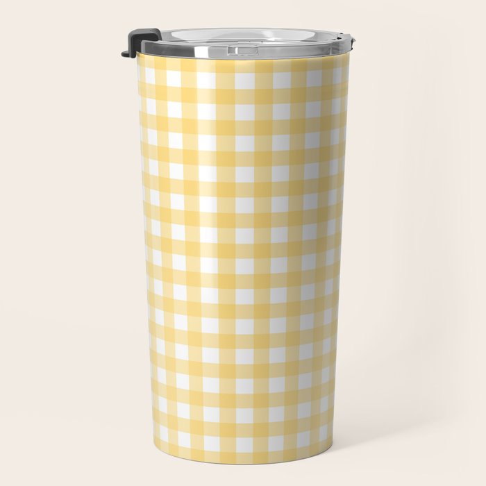 Sunshine Yellow Gingham Travel Mug Gallery Image 3