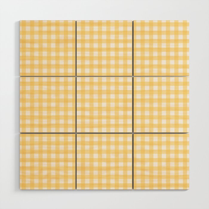 Sunshine Yellow Gingham Wood Wall Art Gallery Image 1
