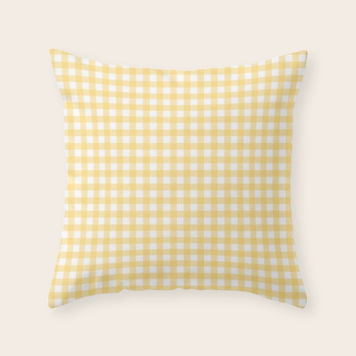 Sunshine Yellow Gingham Throw Pillow Gallery Image 6