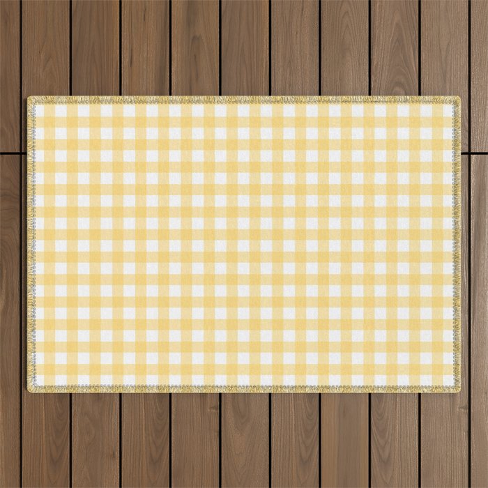 Sunshine Yellow Gingham Outdoor Rug Gallery Image 1
