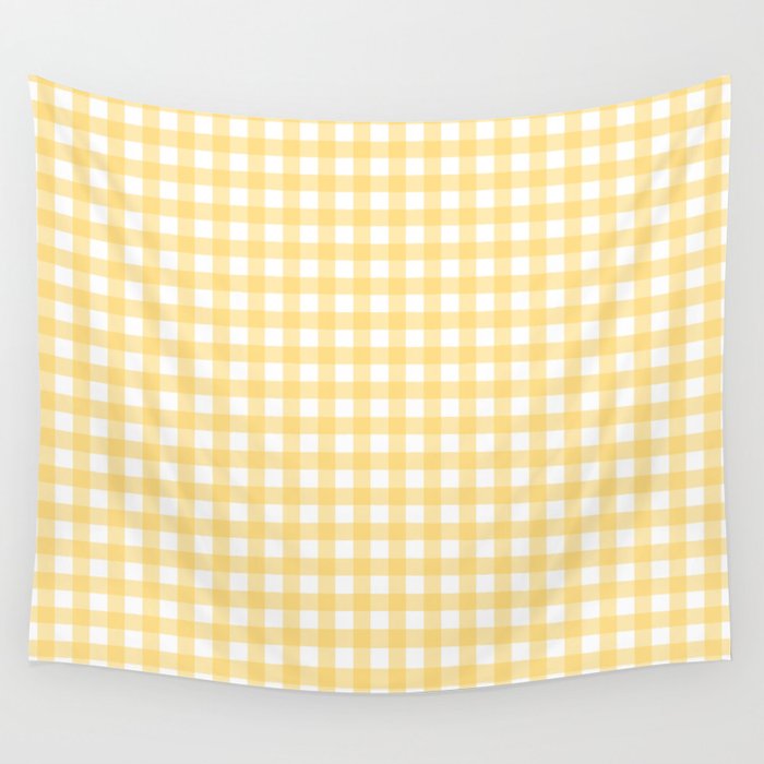 Sunshine Yellow Gingham Wall Tapestry Gallery Image 4