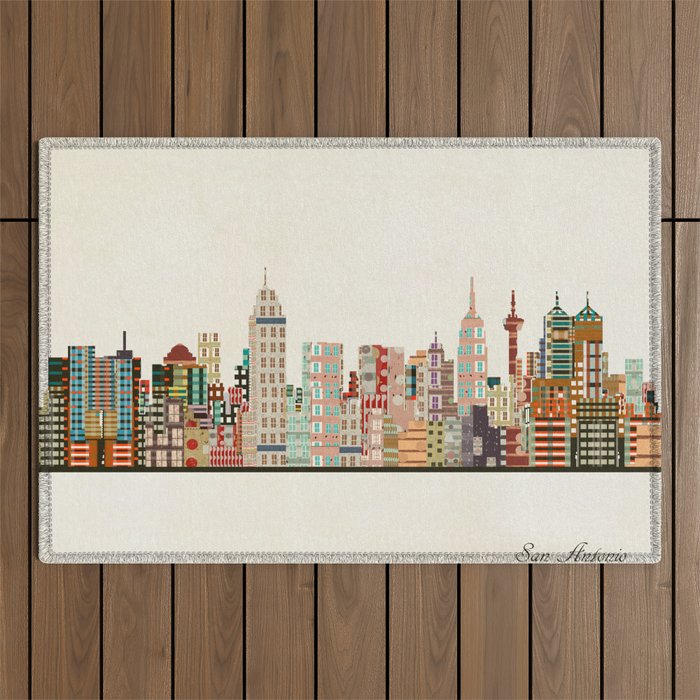 san antonio skyline Outdoor Rug Gallery Image 1