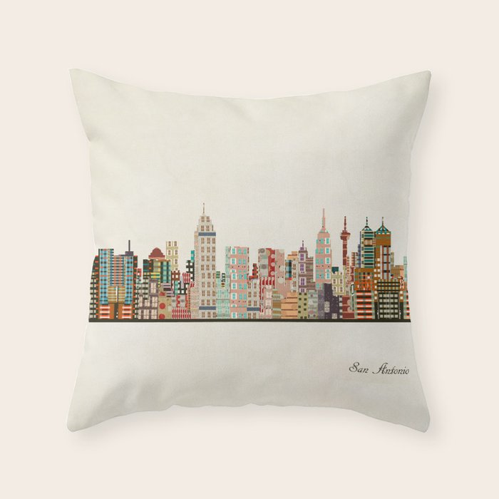 san antonio skyline Throw Pillow Gallery Image 1