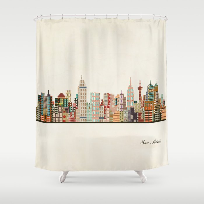 san antonio skyline Shower Curtain Gallery Image 1