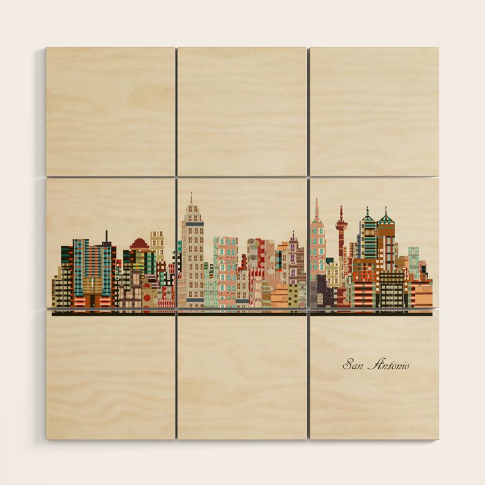 san antonio skyline Wood Wall Art Gallery Image 1