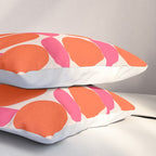 Vintage Mid-century Modern Abstract Geometric Balancing Shapes in Bright Bold Vibrant Fuchsia Pink and Hot Tangerine Orange Pillow Sham Gallery Image 3