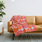 Vintage Mid-century Modern Abstract Geometric Balancing Shapes in Bright Bold Vibrant Fuchsia Pink and Hot Tangerine Orange Throw Blanket Gallery Image 1