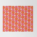 Vintage Mid-century Modern Abstract Geometric Balancing Shapes in Bright Bold Vibrant Fuchsia Pink and Hot Tangerine Orange Throw Blanket Gallery Image 2