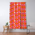 Vintage Mid-century Modern Abstract Geometric Balancing Shapes in Bright Bold Vibrant Fuchsia Pink and Hot Tangerine Orange Window Curtain Gallery Image 5