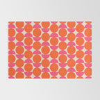 Vintage Mid-century Modern Abstract Geometric Balancing Shapes in Bright Bold Vibrant Fuchsia Pink and Hot Tangerine Orange Rug Gallery Image 2