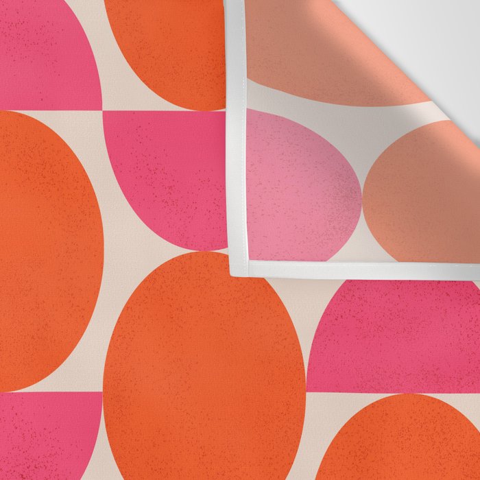 Vintage Mid-century Modern Abstract Geometric Balancing Shapes in Bright Bold Vibrant Fuchsia Pink and Hot Tangerine Orange Wall Tapestry Gallery Image 3