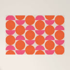 Vintage Mid-century Modern Abstract Geometric Balancing Shapes in Bright Bold Vibrant Fuchsia Pink and Hot Tangerine Orange Welcome Mat Gallery Image 1