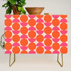 Vintage Mid-century Modern Abstract Geometric Balancing Shapes in Bright Bold Vibrant Fuchsia Pink and Hot Tangerine Orange Credenza Gallery Image 1