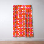 Vintage Mid-century Modern Abstract Geometric Balancing Shapes in Bright Bold Vibrant Fuchsia Pink and Hot Tangerine Orange Window Curtain Gallery Image 3