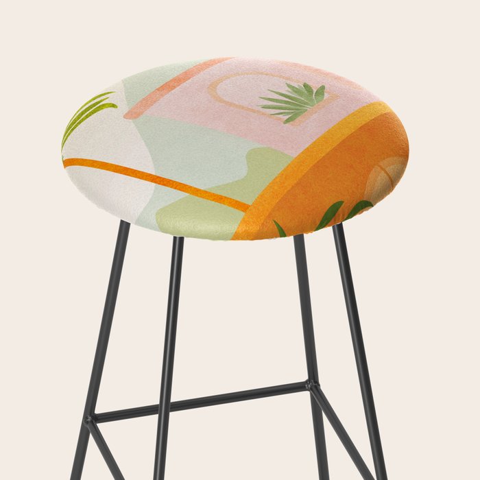 Tropical Mountain Village Landscape Stool Gallery Image 2