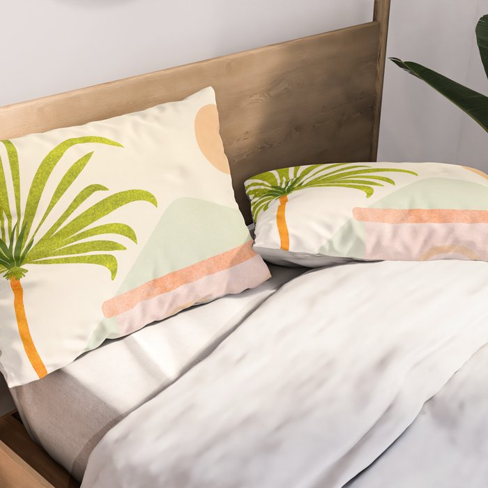 Tropical Mountain Village Landscape Pillow Sham Gallery Image 2