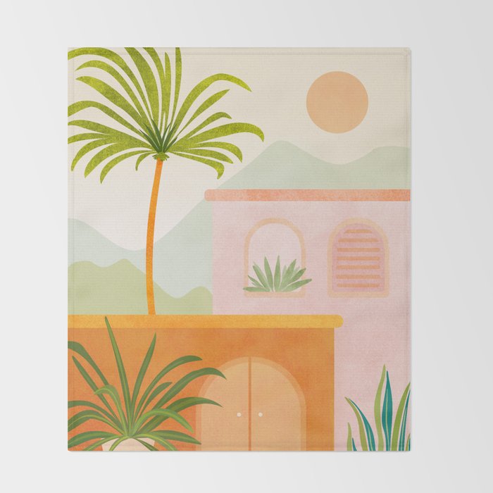 Tropical Mountain Village Landscape Throw Blanket Gallery Image 2