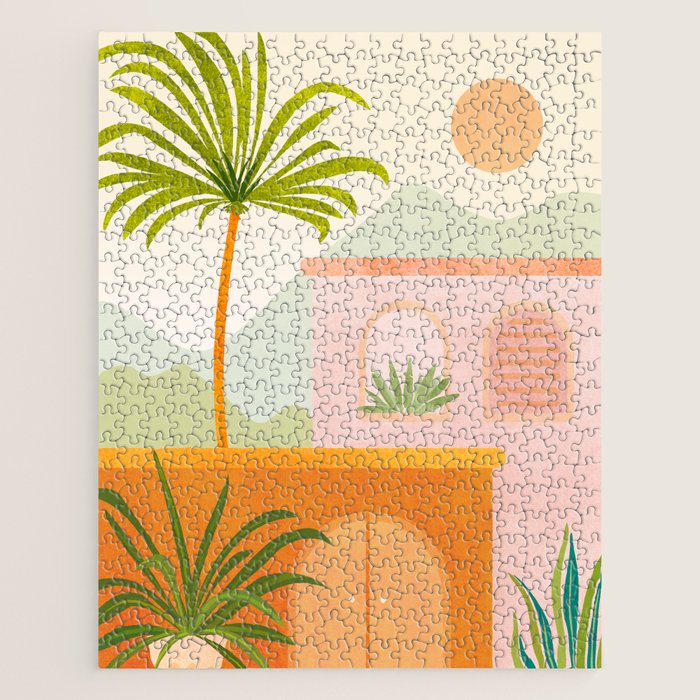 Tropical Mountain Village Landscape Jigsaw Puzzle