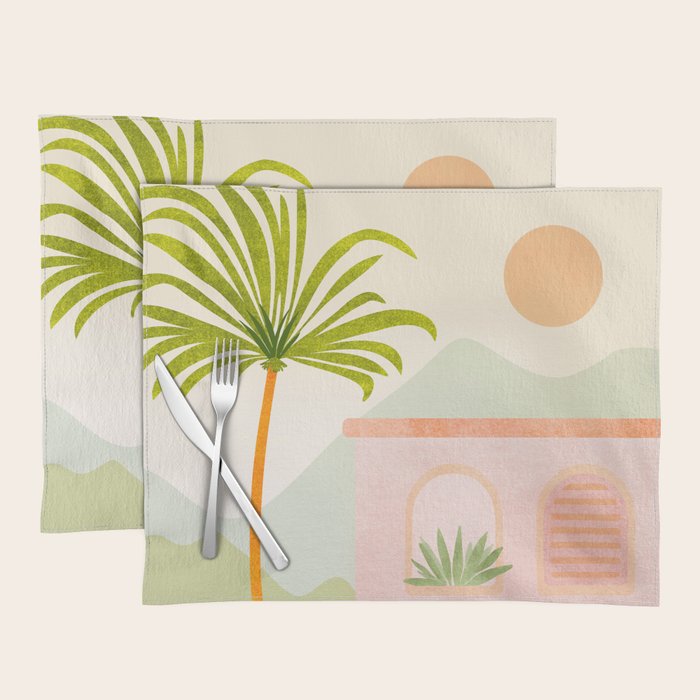 Tropical Mountain Village Landscape Placemat Gallery Image 1
