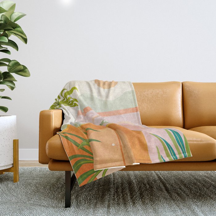 Tropical Mountain Village Landscape Throw Blanket Gallery Image 1