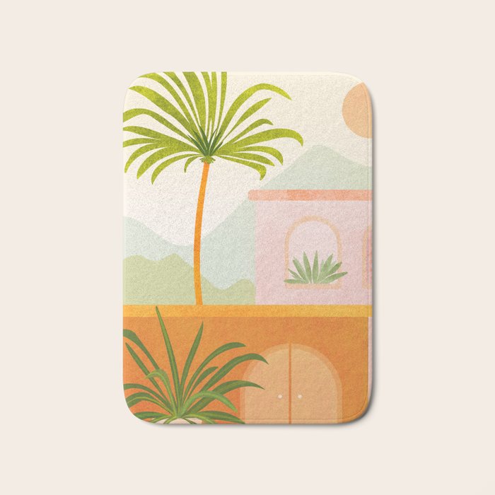 Tropical Mountain Village Landscape Bath Mat Gallery Image 1
