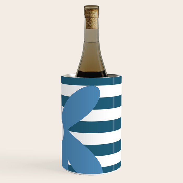 Joyful Flower and Stripes Blue and White Pop Floral Wine Chiller Gallery Image 3