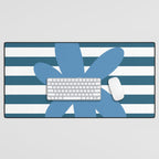 Joyful Flower and Stripes Blue and White Pop Floral Desk Mat Gallery Image 1