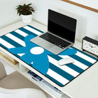 Joyful Flower and Stripes Blue and White Pop Floral Desk Mat Gallery Image 2