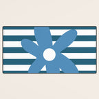 Joyful Flower and Stripes Blue and White Pop Floral Desk Mat Gallery Image 3