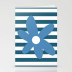 Joyful Flower and Stripes Blue and White Pop Floral Stationery Card Gallery Image 2