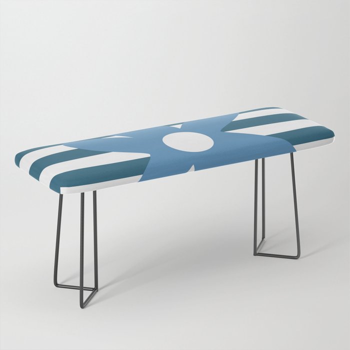 Joyful Flower and Stripes Blue and White Pop Floral Bench Gallery Image 1