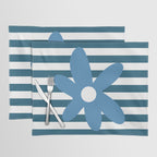 Joyful Flower and Stripes Blue and White Pop Floral Placemat Gallery Image 1