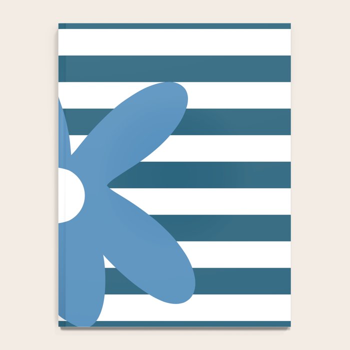 Joyful Flower and Stripes Blue and White Pop Floral Notebook Gallery Image 4