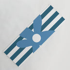 Joyful Flower and Stripes Blue and White Pop Floral Yoga Mat Gallery Image 1