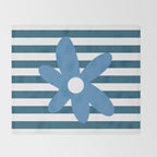 Joyful Flower and Stripes Blue and White Pop Floral Throw Blanket Gallery Image 2