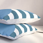 Joyful Flower and Stripes Blue and White Pop Floral Pillow Sham Gallery Image 3
