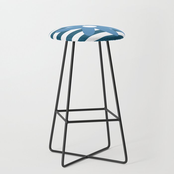 Joyful Flower and Stripes Blue and White Pop Floral Stool Gallery Image 1
