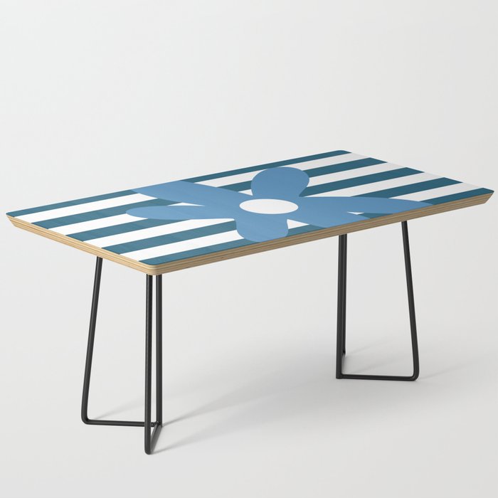 Joyful Flower and Stripes Blue and White Pop Floral Coffee Table Gallery Image 1