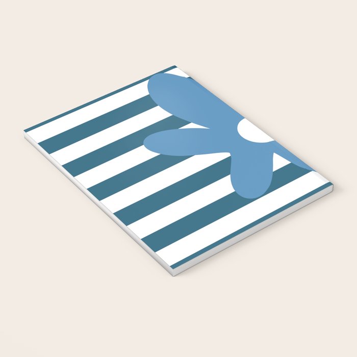 Joyful Flower and Stripes Blue and White Pop Floral Notebook Gallery Image 3